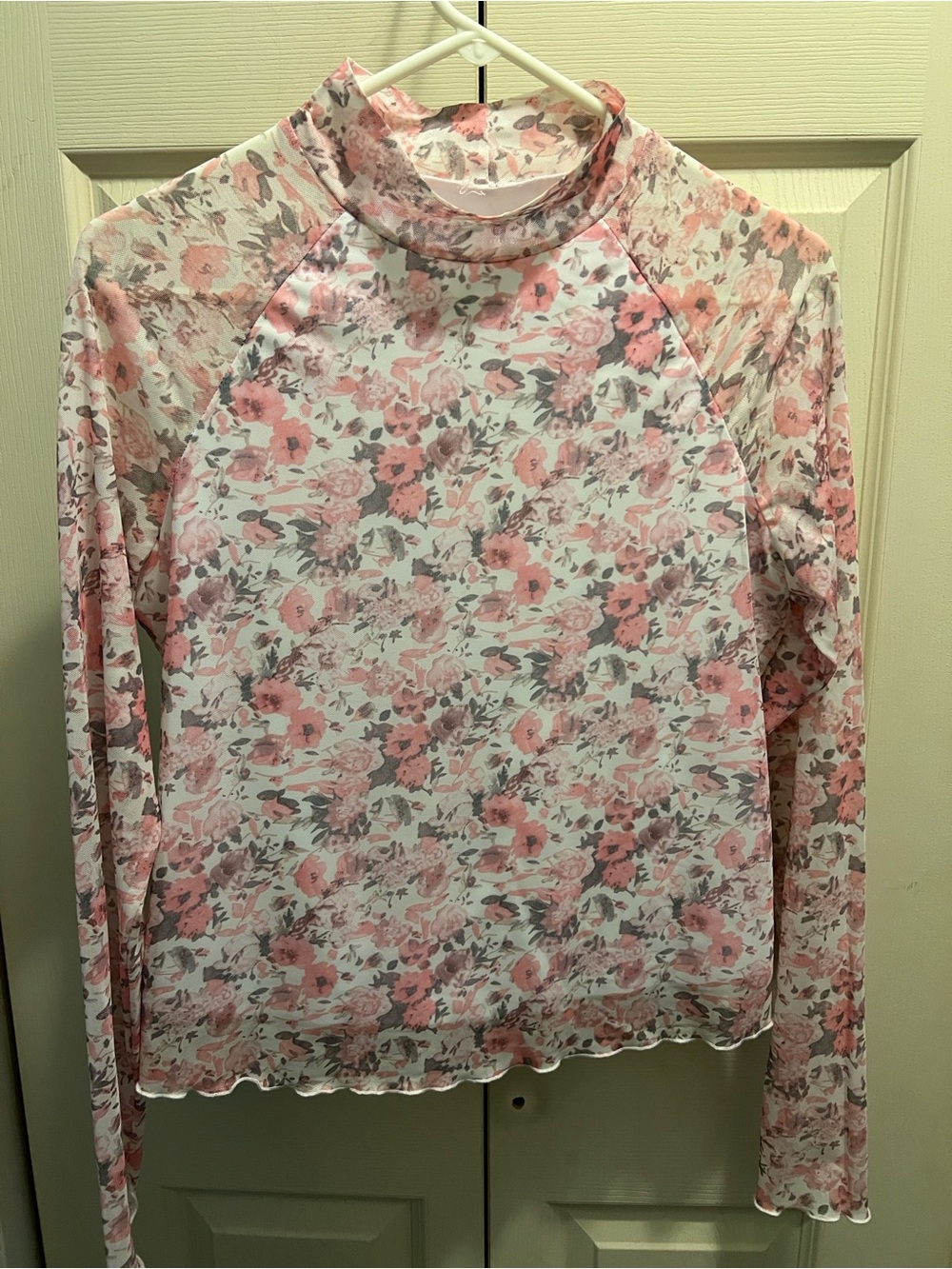 Floral Mock Neck Long-Sleeve Top - Pink Floral